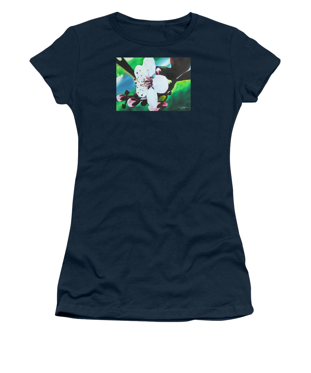 Flower Women's T-Shirt featuring the painting Cherry blosom by Joshua Morton