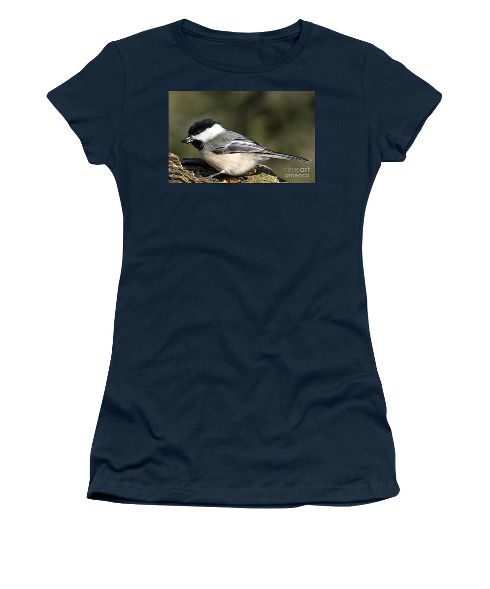 Tongue Women's T-Shirt featuring the photograph Chickadee with prize by Cheryl Baxter