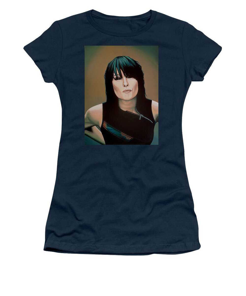 Chrissie Hynde Women's T-Shirt featuring the painting Chrissie Hynde Painting by Paul Meijering