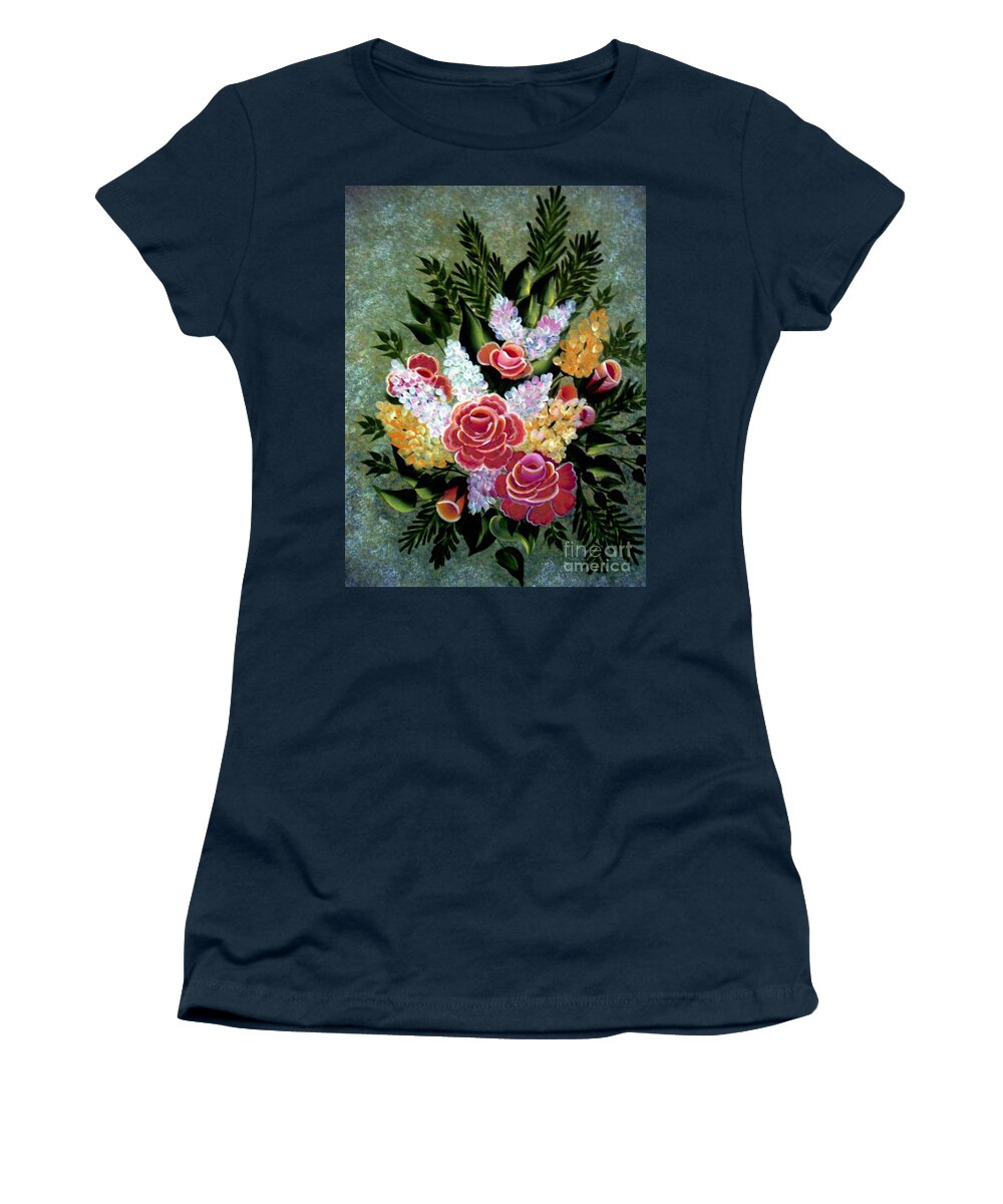 Christina's Bouquet Women's T-Shirt featuring the painting Christina's Bouquet by Barbara A Griffin