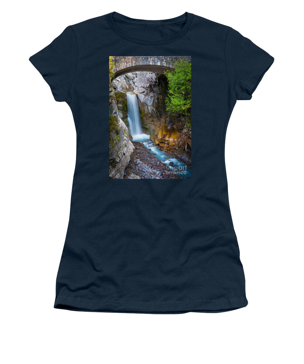America Women's T-Shirt featuring the photograph Christine Falls and Bridge by Inge Johnsson