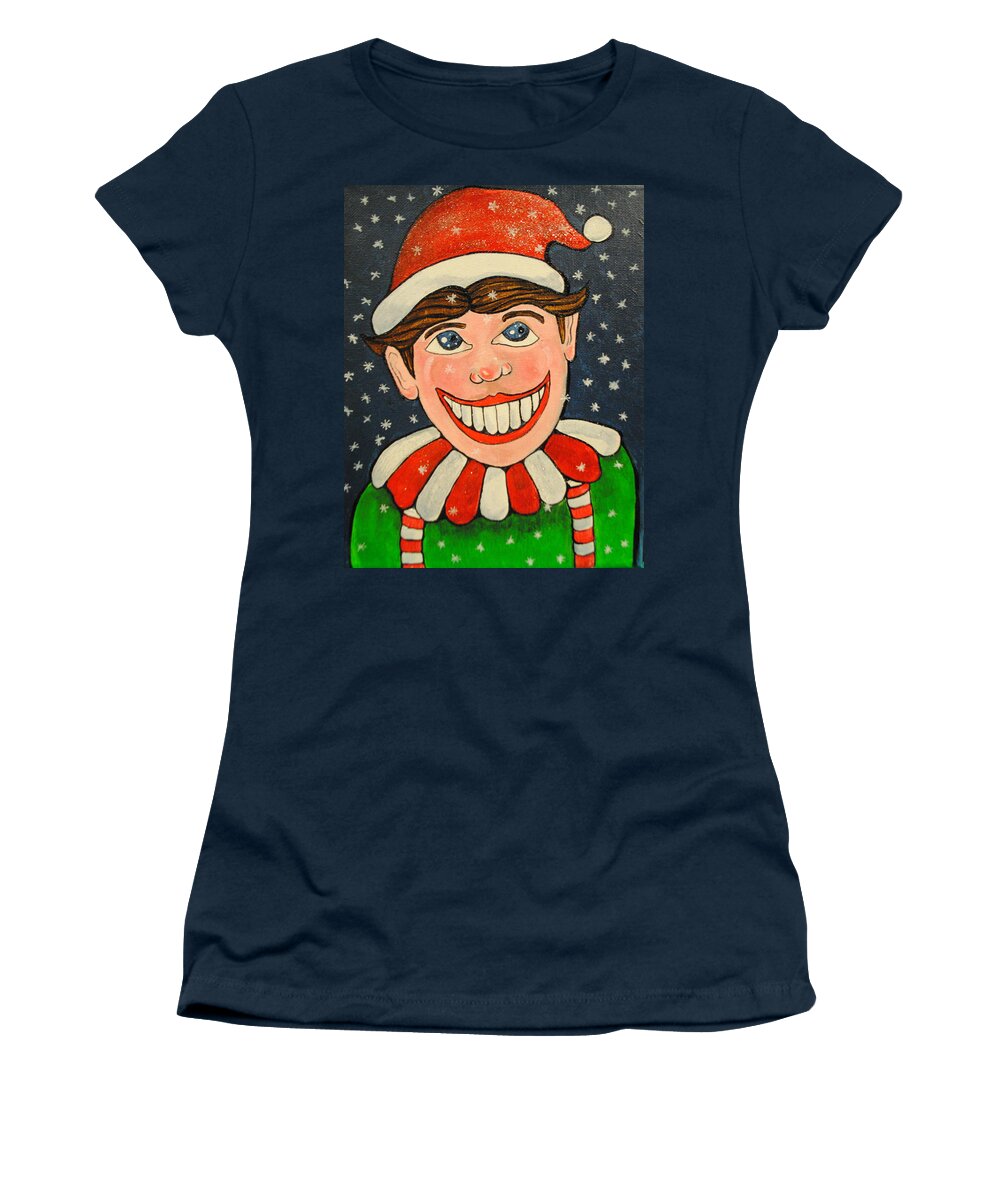 Asbury Park Paintings Women's T-Shirt featuring the painting Christmas Tillie by Patricia Arroyo