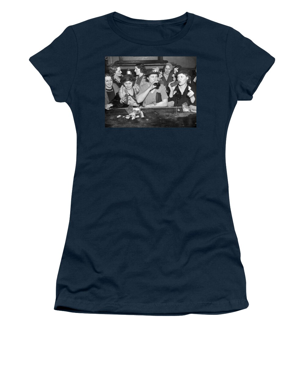 1937 Women's T-Shirt featuring the photograph C.I.O. Victory Party by Underwood Archives