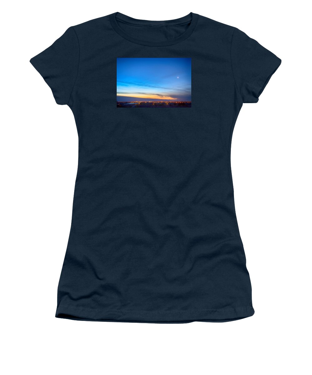 Venus Women's T-Shirt featuring the photograph City Lights and a Venus Morning Sky by James BO Insogna