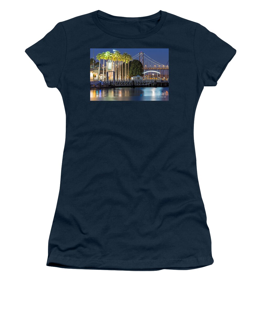 At&t Park Women's T-Shirt featuring the photograph City Lights on Mission Bay by Kate Brown