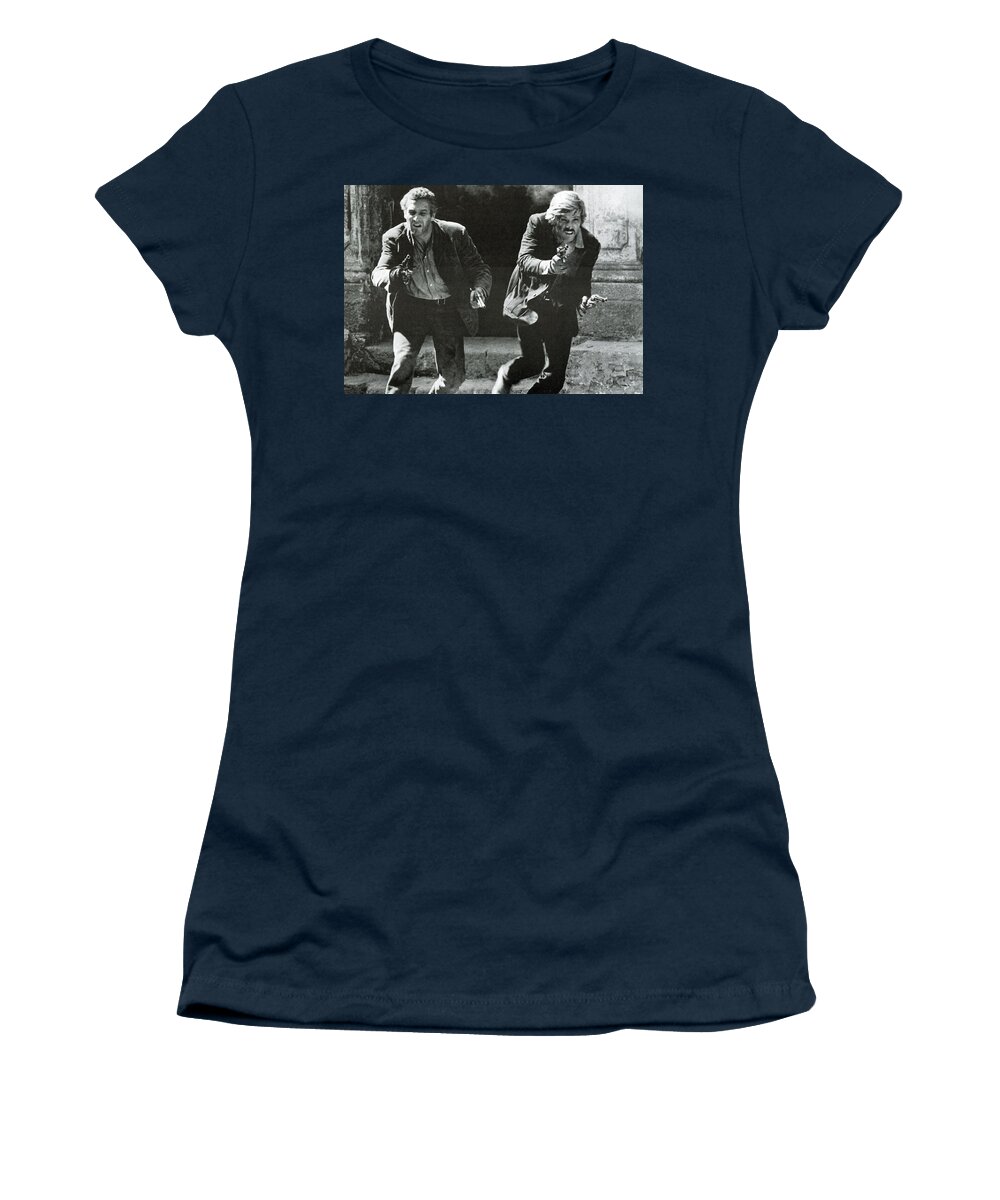 Butch Cassidy And The Sundance Kid Women's T-Shirt featuring the digital art Classic Photo of Butch Cassidy and the Sundance Kid by Georgia Fowler