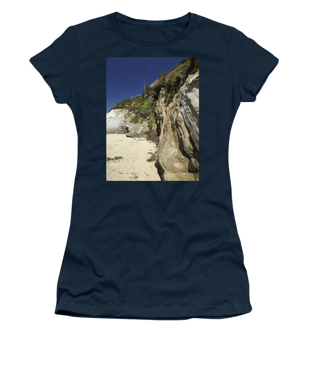 Beach Women's T-Shirt featuring the photograph Cliff at the Cove by Steve Ondrus