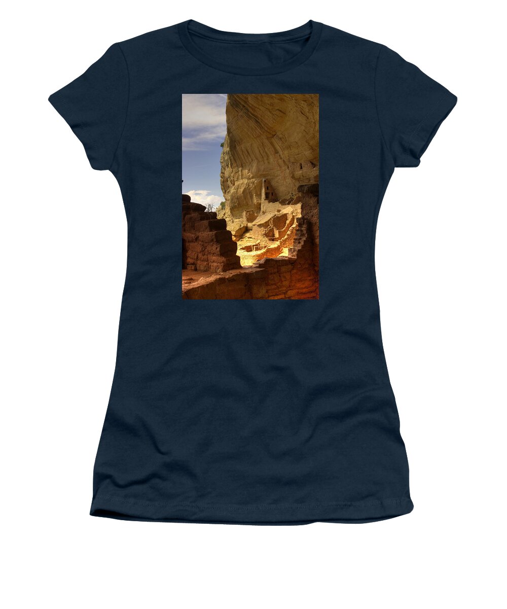 Mesa Verde Women's T-Shirt featuring the photograph Cliff Dwelling by Fred Hahn