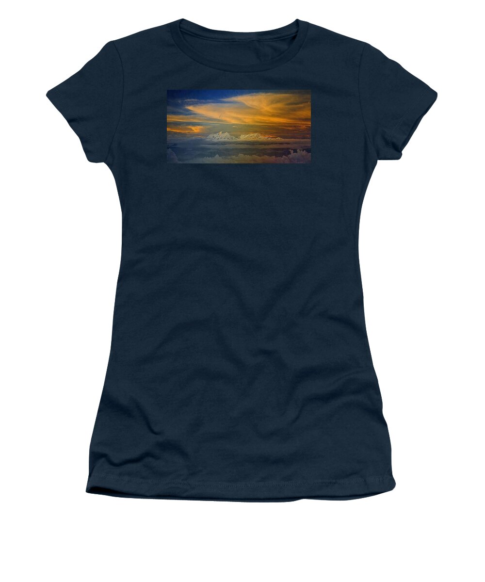 Clouds Women's T-Shirt featuring the painting Clouds and Mountains by Troy Caperton