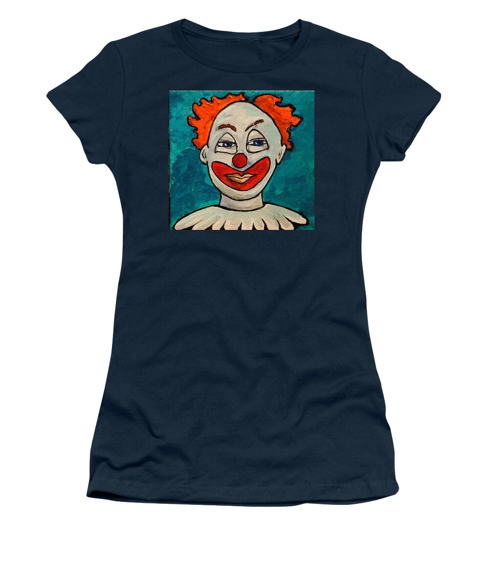Tillie Women's T-Shirt featuring the painting Clowny at age 47 by Patricia Arroyo