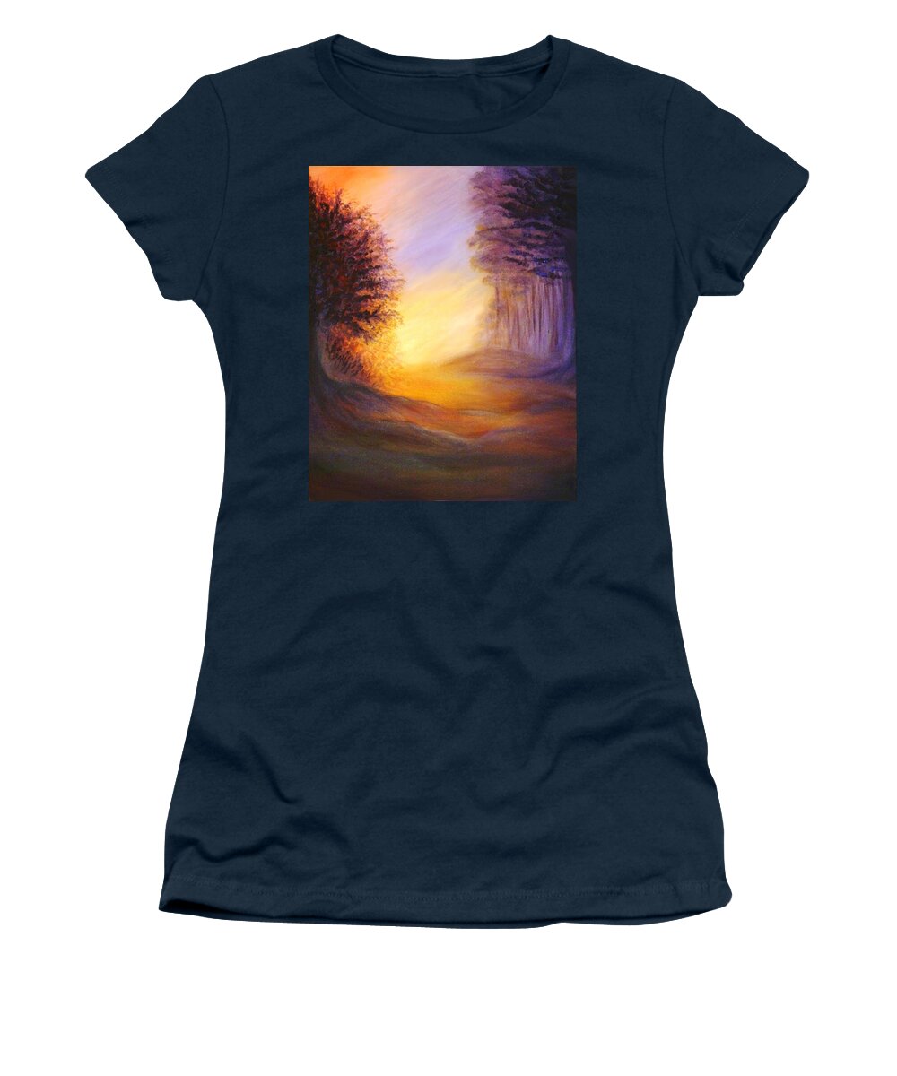 Original Art Women's T-Shirt featuring the painting Colors of the Morning Light by Lilia D