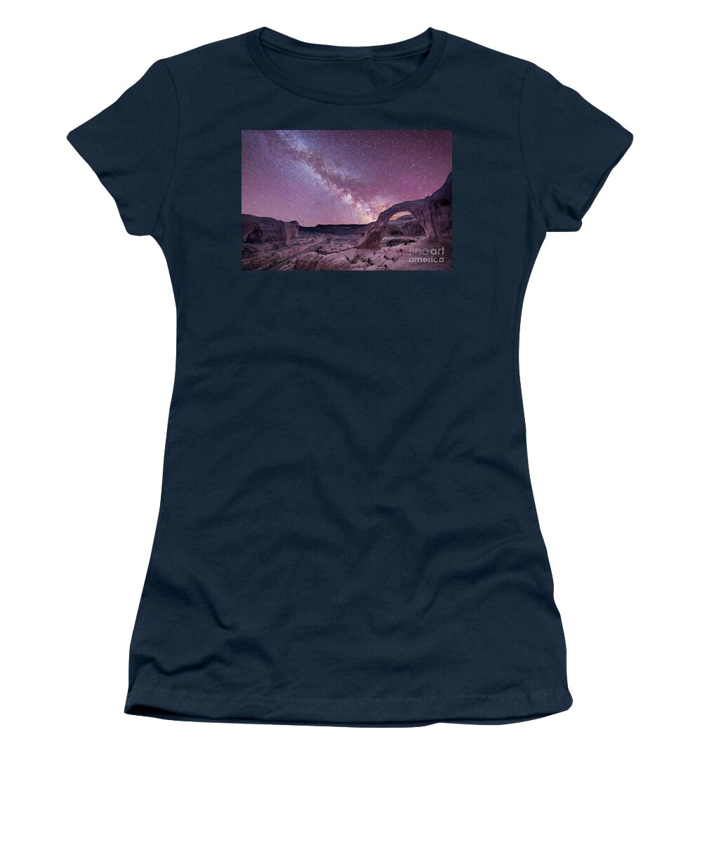 Sunset Women's T-Shirt featuring the photograph Corona Arch Milky Way by Michael Ver Sprill
