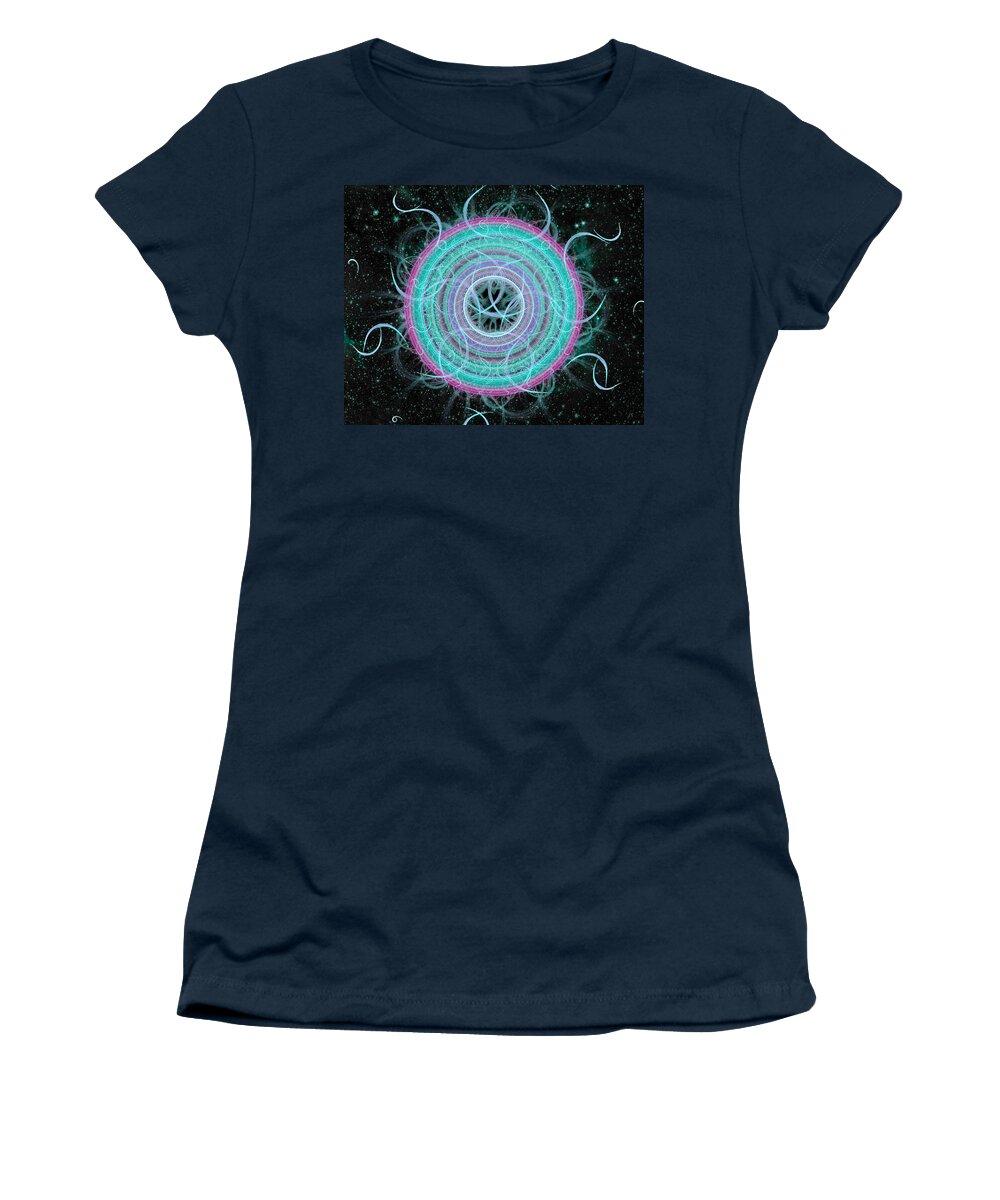 Abstract Women's T-Shirt featuring the digital art Cosmic Circle by Shawn Dall