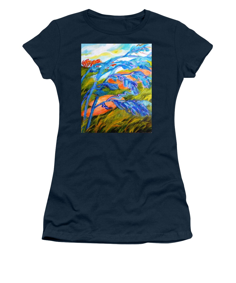 Windy Women's T-Shirt featuring the painting Count the Wind by Betty M M Wong