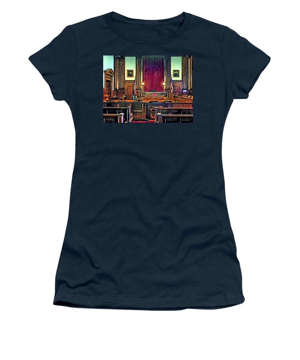 Court Women's T-Shirt featuring the photograph Courtroom by Susan Savad