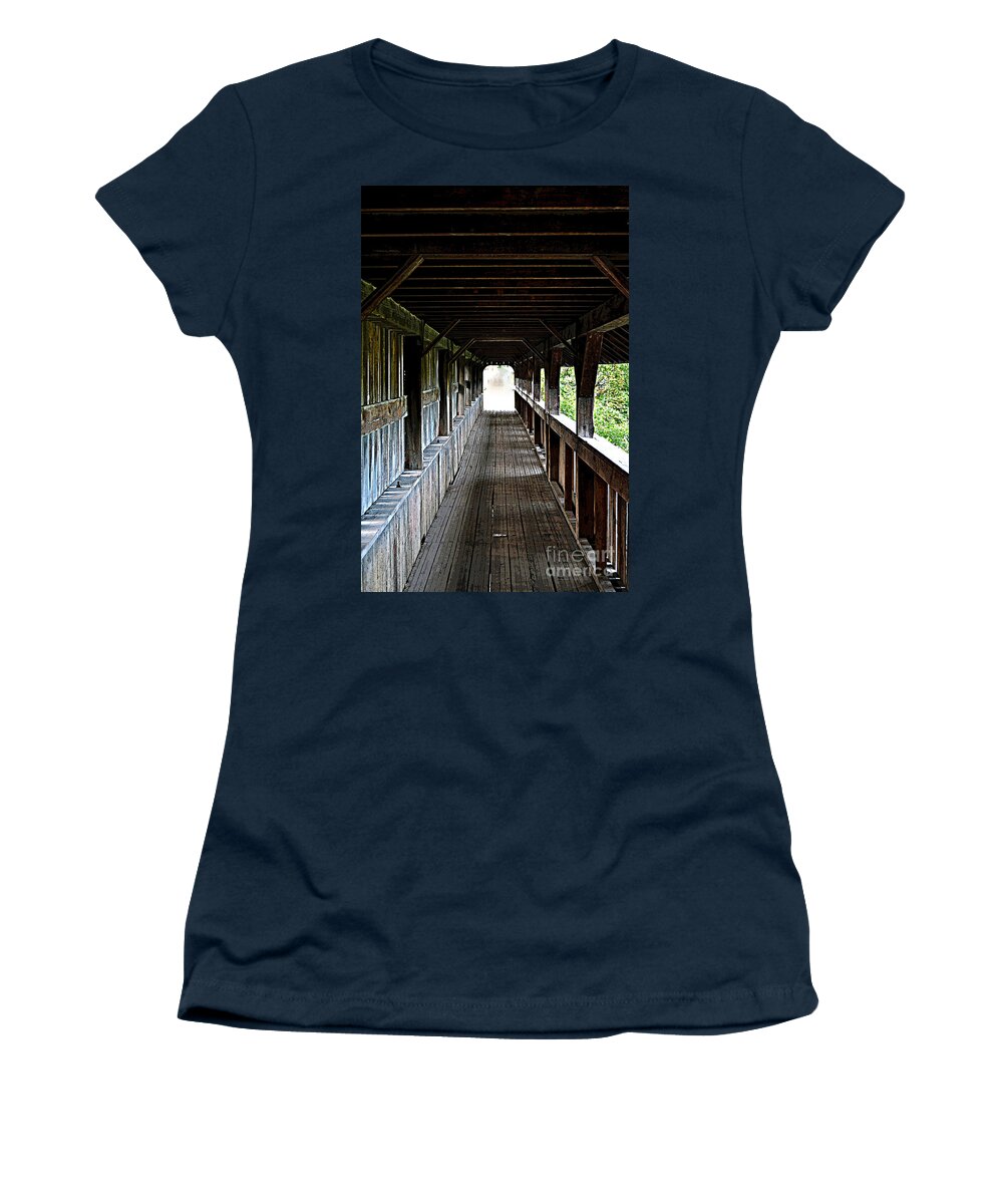 Bridge Women's T-Shirt featuring the photograph Covered Bridge to by Kevin Fortier