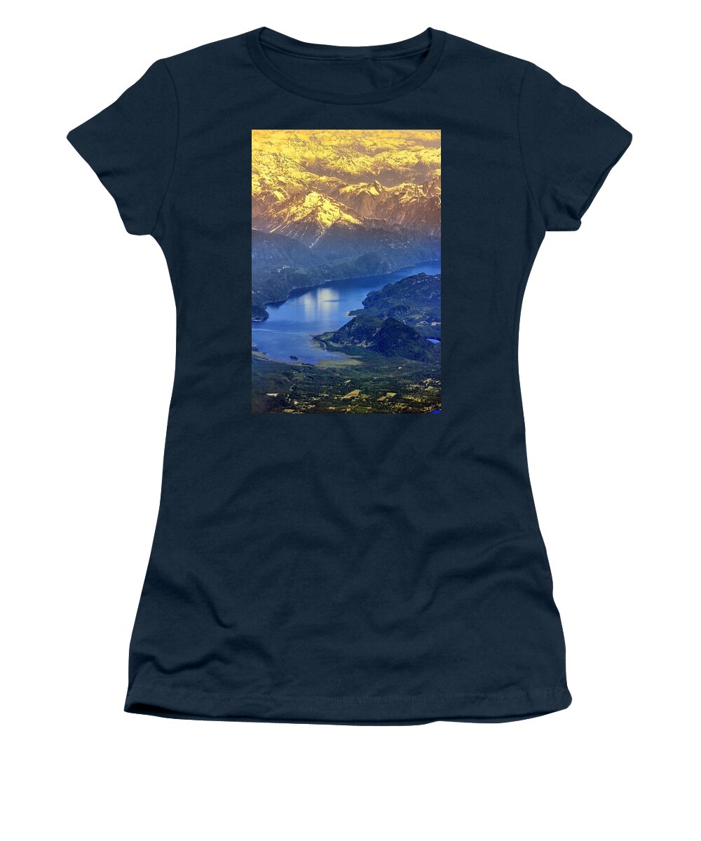 Lake Women's T-Shirt featuring the photograph Cristina lake BC Canada aerial view by Eti Reid