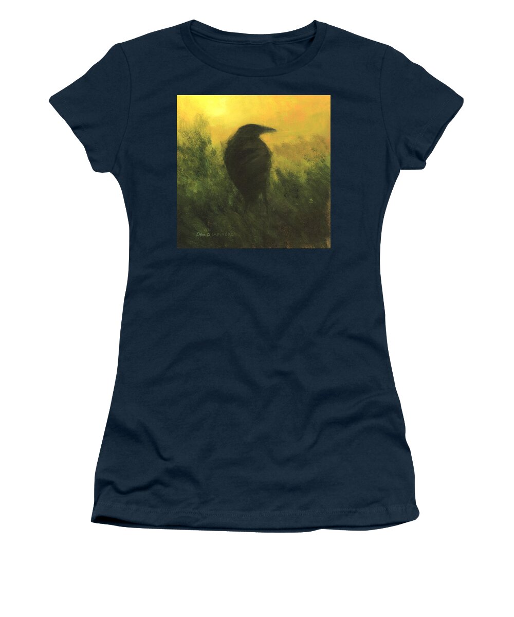 Crow Women's T-Shirt featuring the painting Crow 5 by David Ladmore