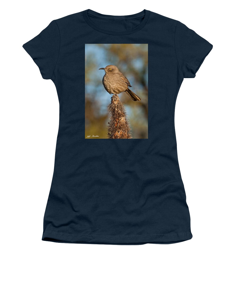 Animal Women's T-Shirt featuring the photograph Curve-Billed Thrasher on a Cactus by Jeff Goulden