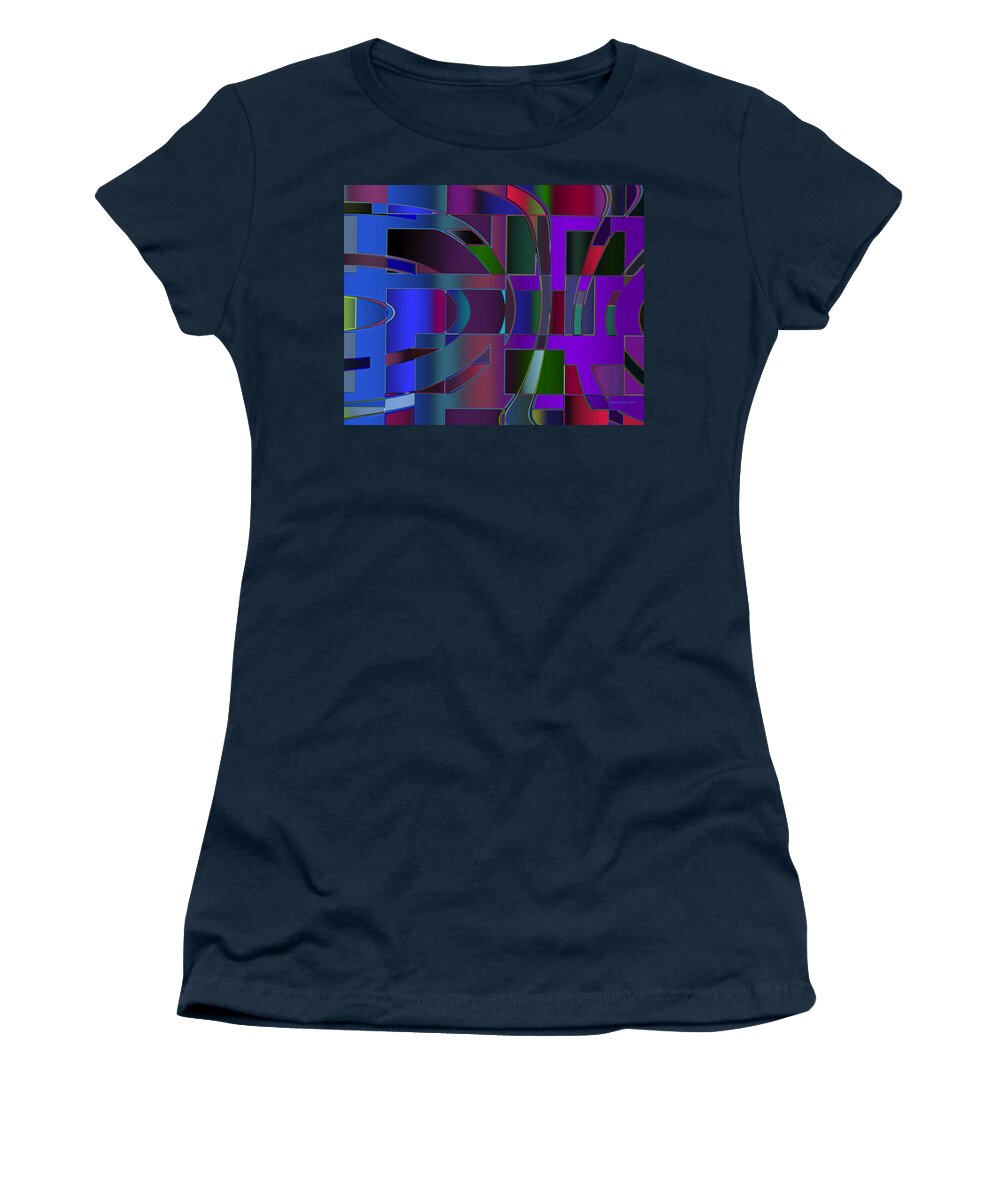 Geometric Women's T-Shirt featuring the digital art Curves and Trapezoids 2 by Judi Suni Hall