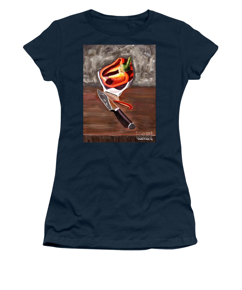 Still Life Women's T-Shirt featuring the painting Cut In Half by Laura Forde