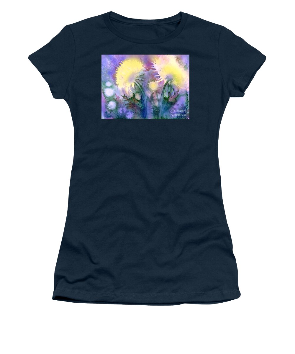 Dandelions Women's T-Shirt featuring the painting Dandelions by Teresa Ascone