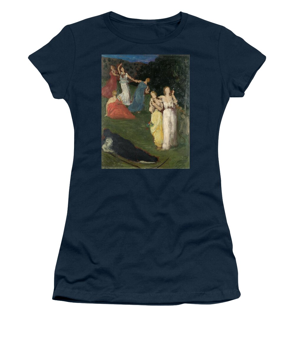 Pierre Puvis De Chavannes Women's T-Shirt featuring the painting Death and the Maidens by Pierre Puvis de Chavannes