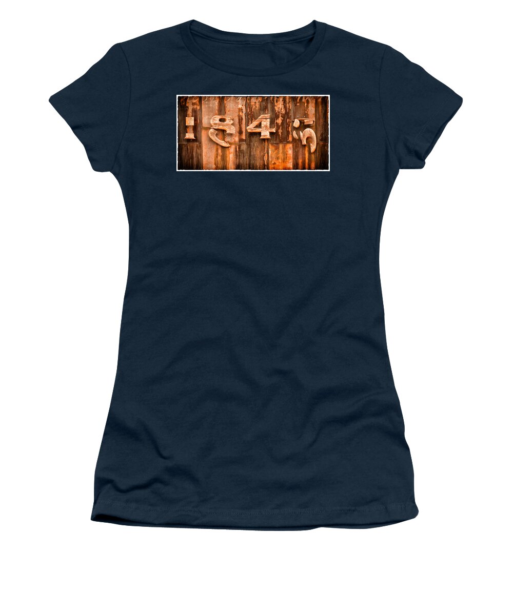 Rust Women's T-Shirt featuring the photograph Decaying 1843 Sign IMG 5538 by Greg Kluempers