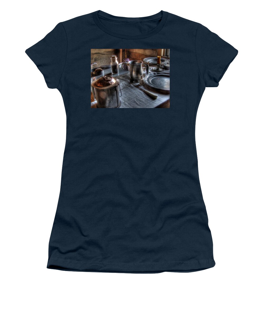Vintage Pewter Women's T-Shirt featuring the photograph Dinner table by Jane Linders