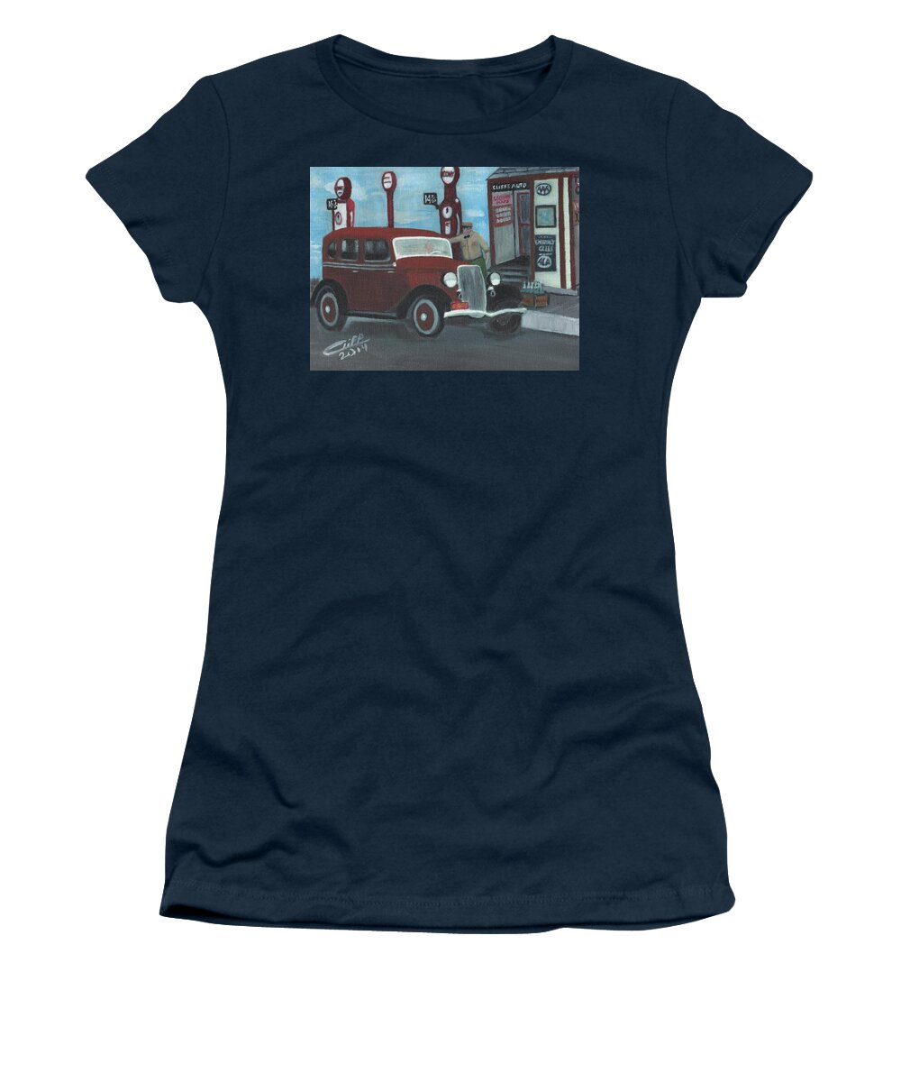 Vintage Car Women's T-Shirt featuring the painting Directions by Cliff Wilson