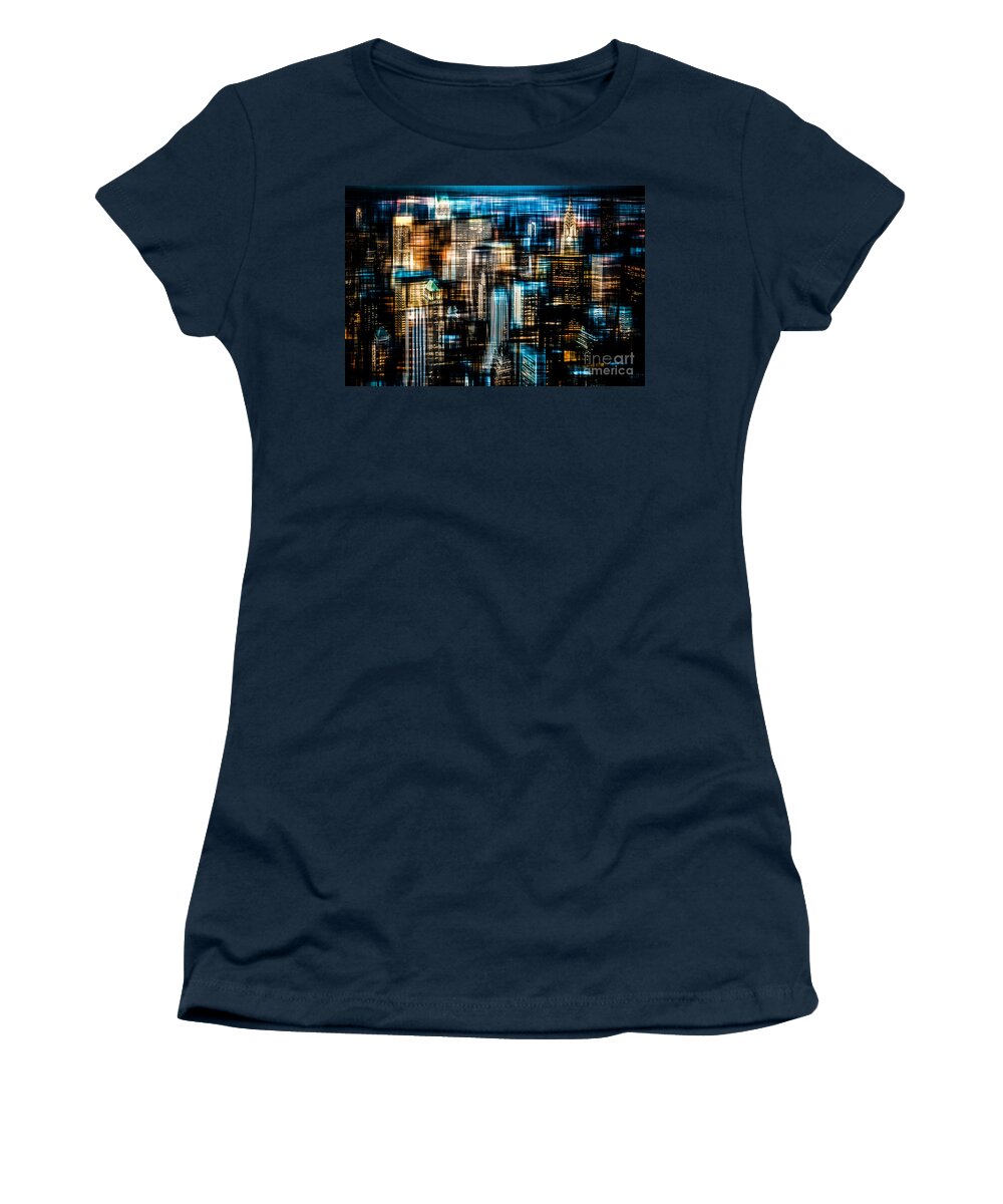 Nyc Women's T-Shirt featuring the photograph Downtown II - dark by Hannes Cmarits