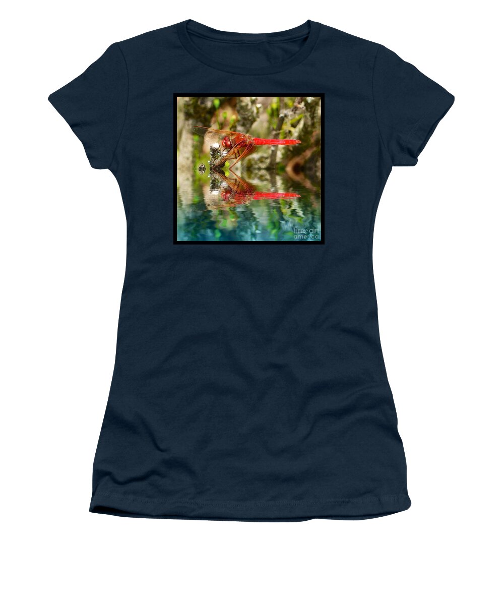 Dragon Fly Red Women's T-Shirt featuring the photograph Dragon Fly Red by Susan Garren