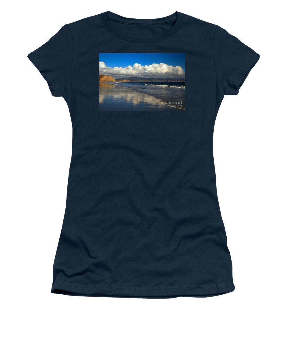 Drakes Beach Women's T-Shirt featuring the photograph Drakes Beach Reflections by Adam Jewell