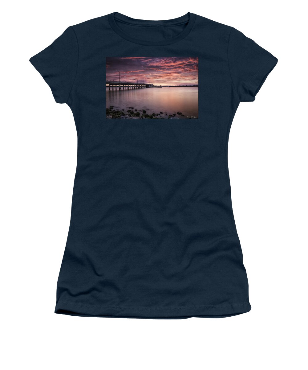 Bridge Women's T-Shirt featuring the photograph Drawbridge at Dusk by Fran Gallogly