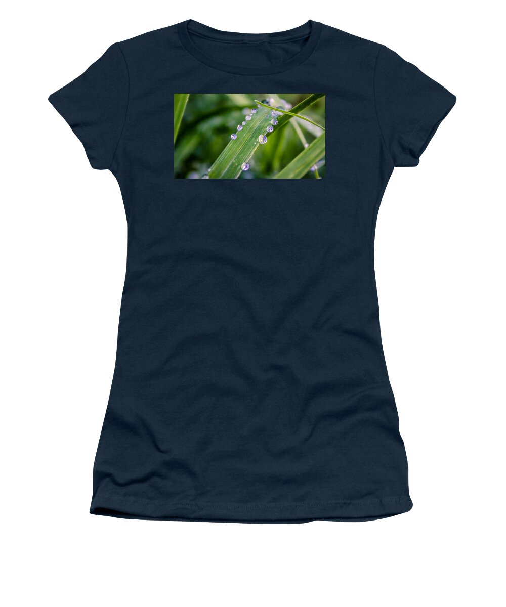 Rain Women's T-Shirt featuring the photograph Drops On Grass by Rob Sellers