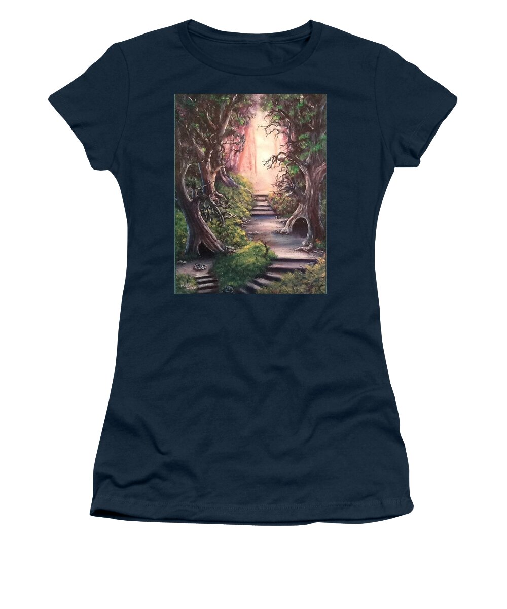 Fantasy Women's T-Shirt featuring the painting Druid's walk by Megan Walsh