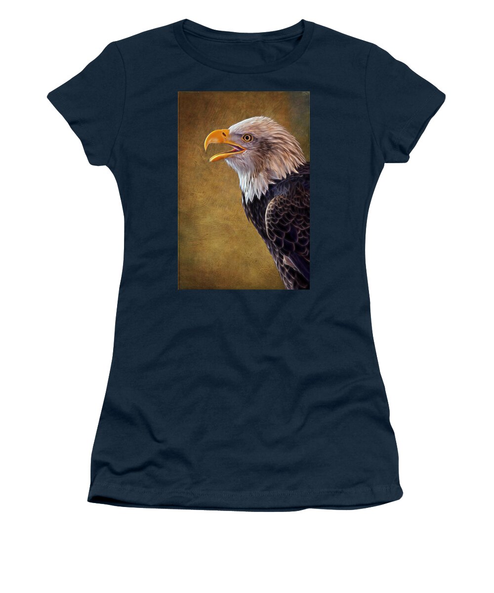 Eagle Women's T-Shirt featuring the photograph Eagle On Lookout by Bill and Linda Tiepelman