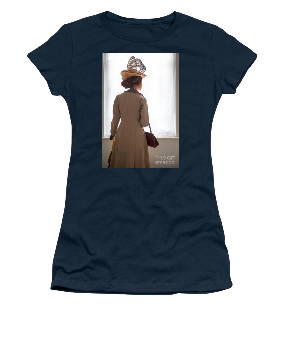 Edwardian Women's T-Shirt featuring the photograph Edwardian Woman Standing At The Window by Lee Avison