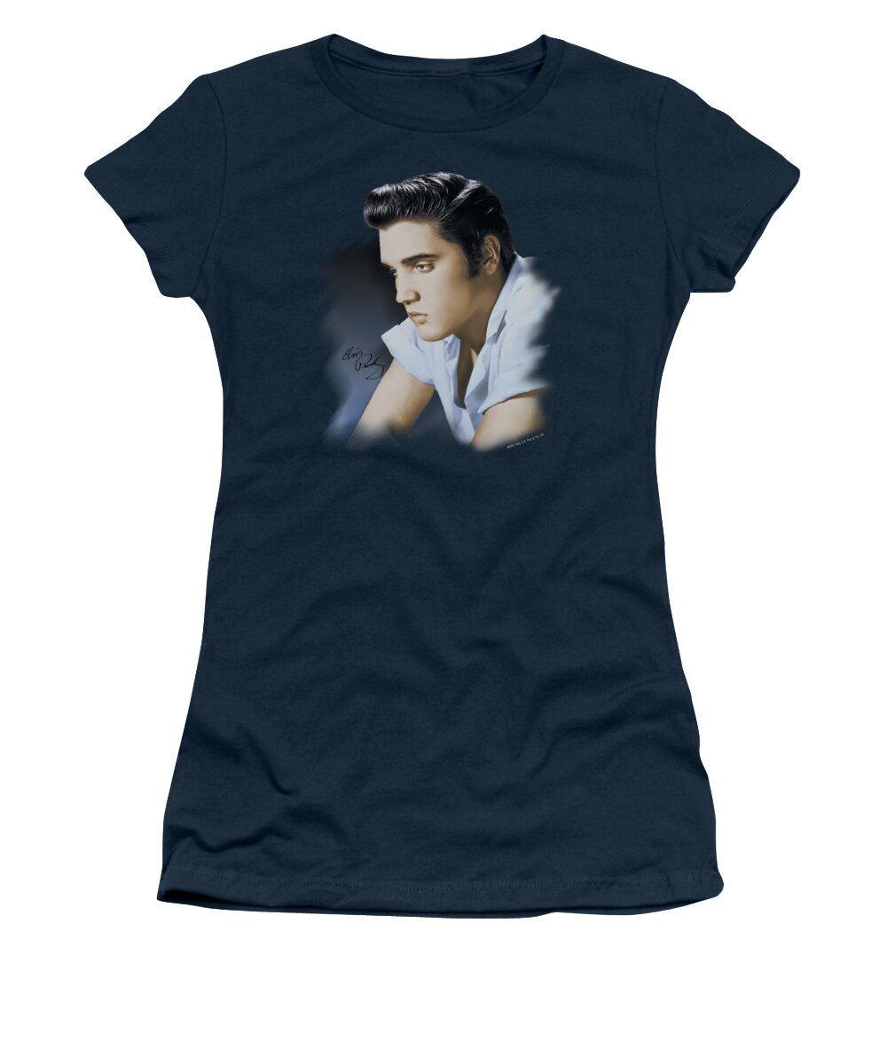 Elvis Women's T-Shirt featuring the digital art Elvis - Blue Profile by Brand A