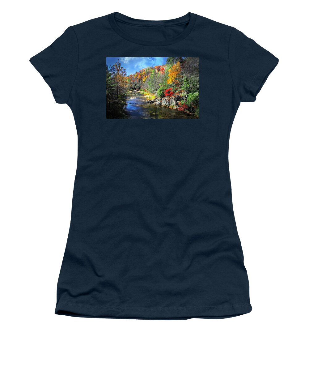 Fall Women's T-Shirt featuring the photograph Fall Along the Linville River by Lynn Bauer