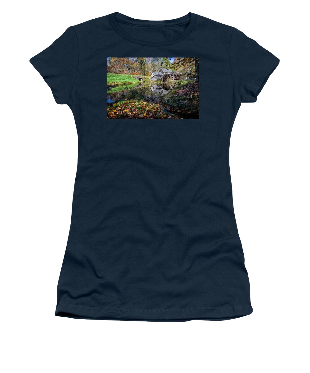 Brp Women's T-Shirt featuring the photograph Fallen Leaves at Mabry Mill by Lori Coleman