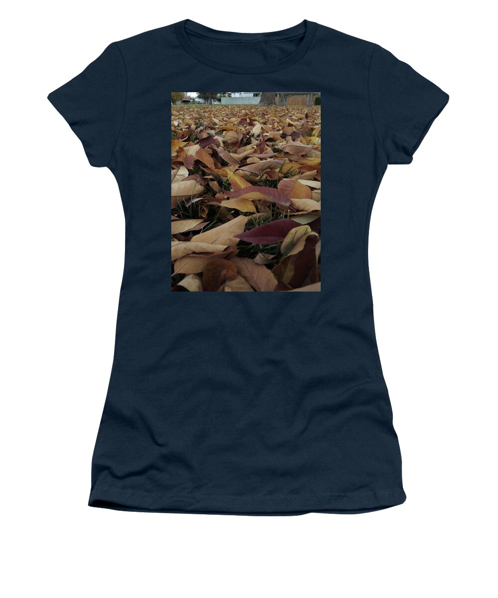 Autumn Leaves Women's T-Shirt featuring the photograph Fallen Time by Jessica Myscofski