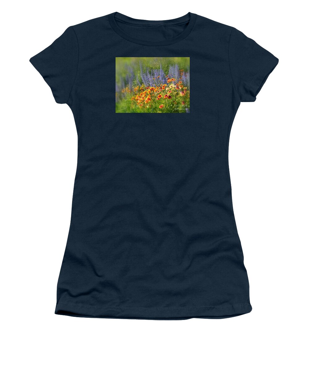 Floral Women's T-Shirt featuring the photograph Fields of Lavender and Orange Blanket Flowers by Lingfai Leung