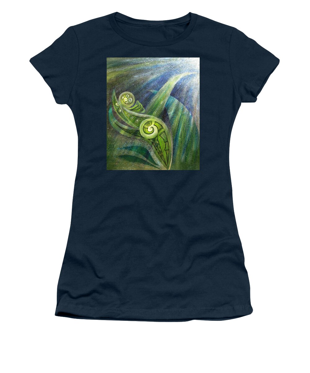 Art Women's T-Shirt featuring the painting Filtered Marine Light by Reina Cottier