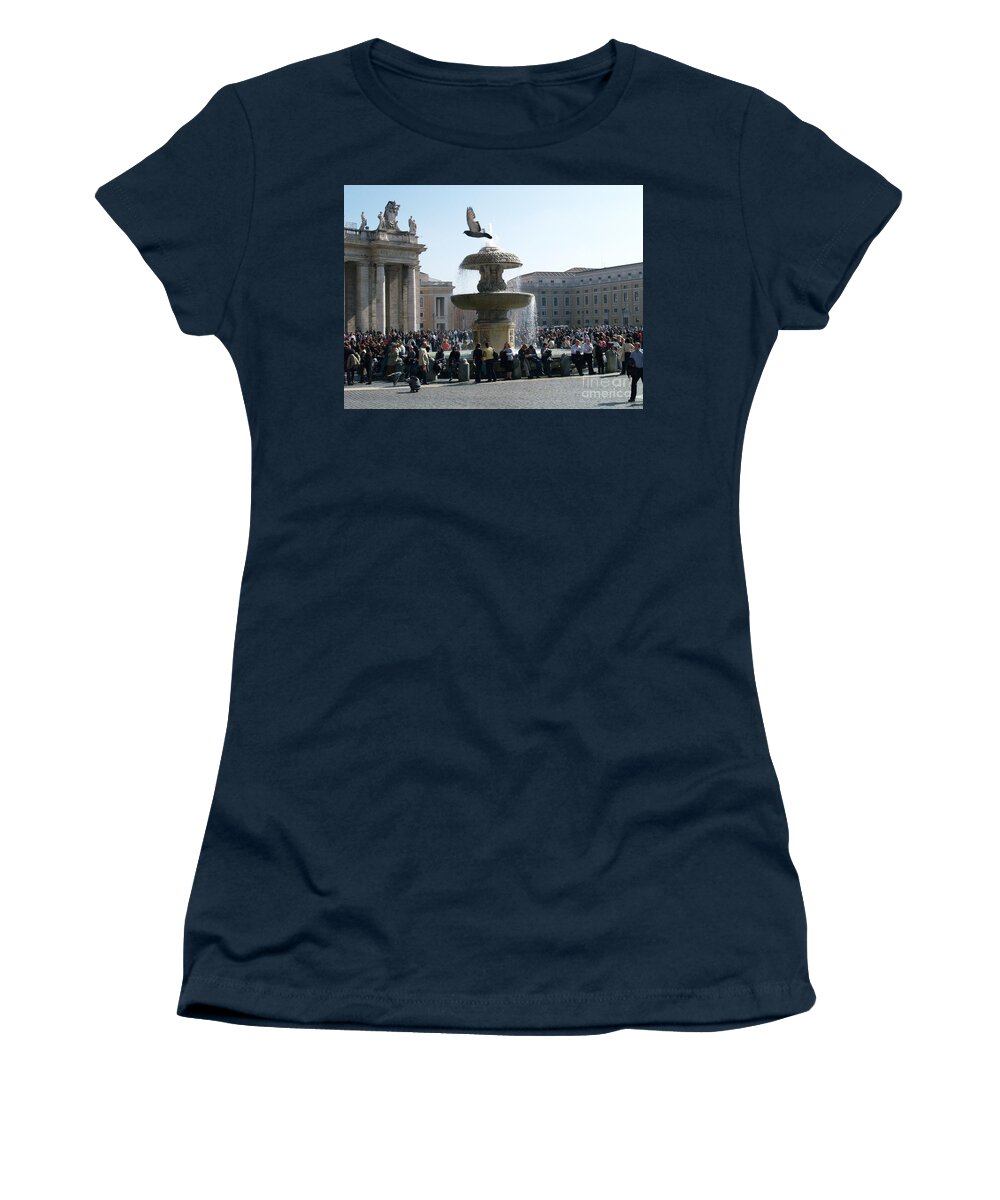 Rome Women's T-Shirt featuring the photograph Flight and Fountain by Robin Pedrero