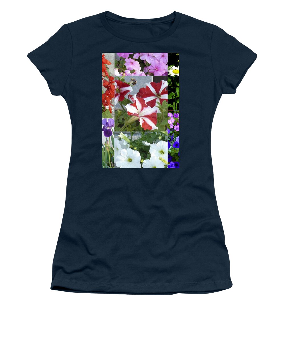 Flowers Women's T-Shirt featuring the photograph Flower Gardens Montage by Mary Ann Leitch