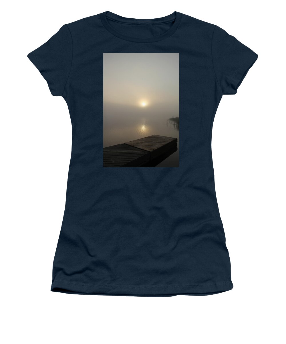 Fog Women's T-Shirt featuring the photograph Foggy Reflections by Debbie Oppermann