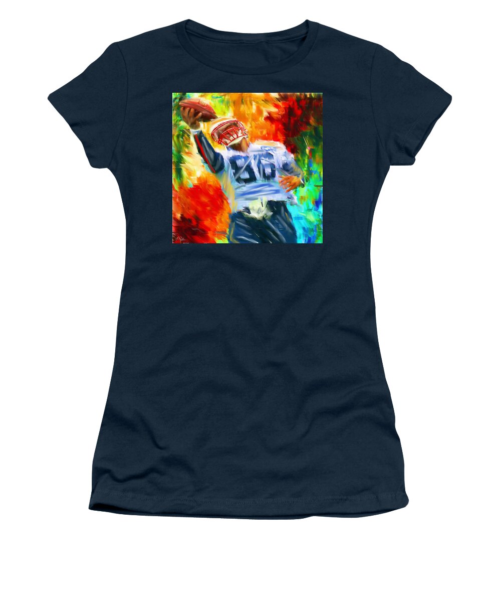 Quarterback Women's T-Shirt featuring the digital art Football II by Lourry Legarde
