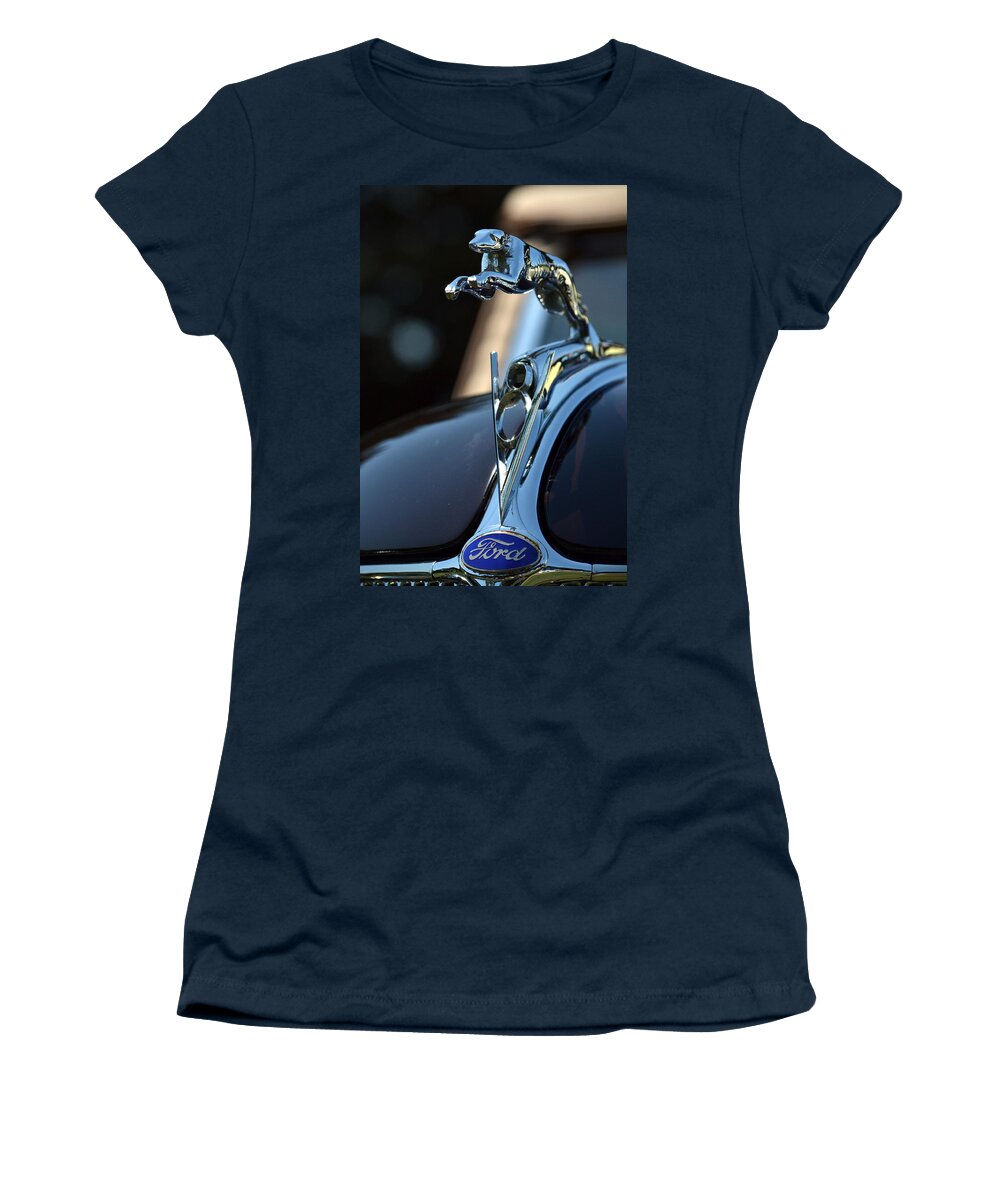 Car Women's T-Shirt featuring the photograph Ford V-8 Hood Ornament by Dean Ferreira