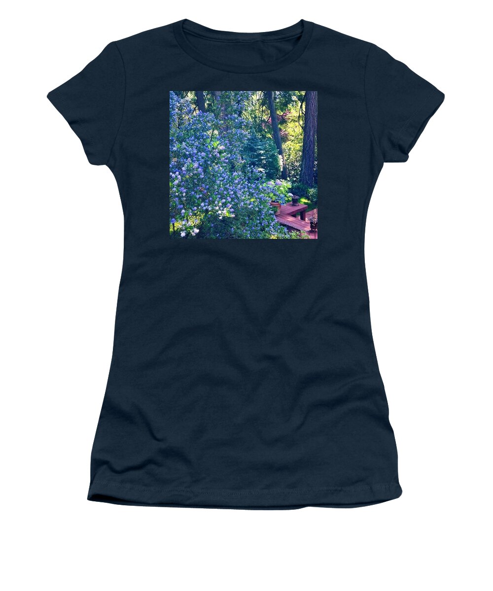 Rsa_nature_flowers Women's T-Shirt featuring the photograph Forest Garden, Se View From The Deck by Anna Porter
